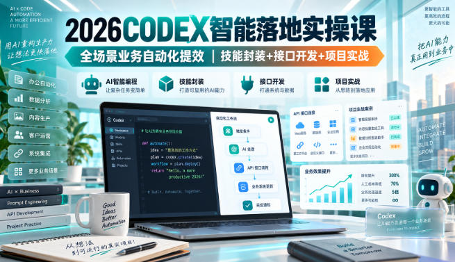 2026Codex智能落地实操课，全场景业务自动化提效，技能封装+接口开发+项目实战-heixxmi
