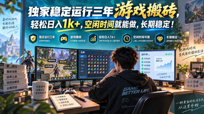 独家稳定运行三年游戏搬砖，轻松日入1k+，空闲时间就能做，长期稳定！【揭秘】-heixxmi