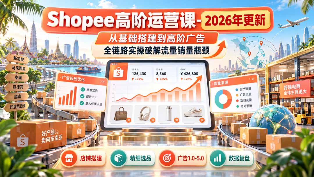 Shopee高阶运营课-更新9月，从基础搭建到高阶广告，全链路实操破解流量销量瓶颈-heixxmi