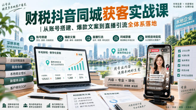 财税抖音同城获客实战课｜从账号搭建、爆款文案到直播引流全体系落地-heixxmi