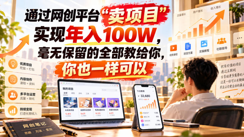 通过网创平台“卖项目”实现年入100W，毫无保留的全部教给你，你也一样可以！【揭秘】-heixxmi