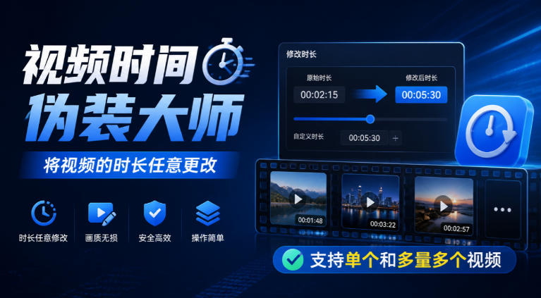 视频时间伪装大师，将视频的时长任意更改，支持单个和多量多个视频-heixxmi