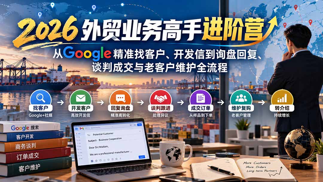 2026外贸业务高手进阶营：从Google精准找客户、开发信到询盘回复、谈判成交与老客户维护全流程-heixxmi