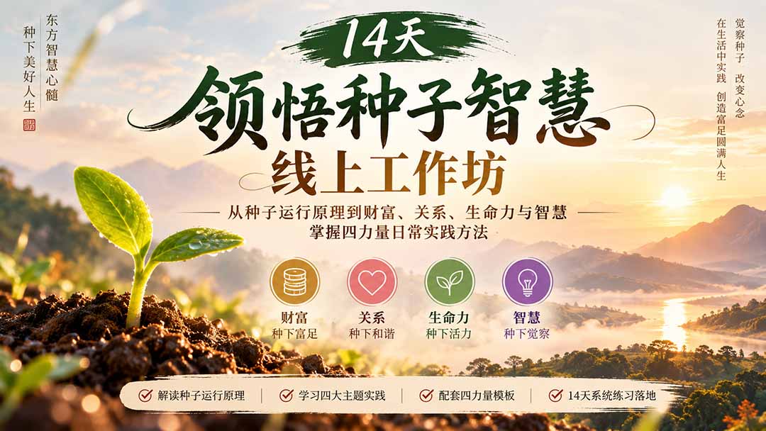 14天领悟种子智慧线上工作坊｜从种子运行原理到财富、关系、生命力与智慧，掌握四力量日常实践方法-heixxmi