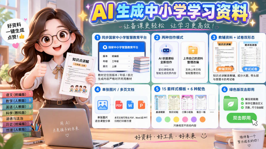 孩子的教辅别再乱买了：同步国家中小学智慧平台，AI一键生成图文教辅和试卷-heixxmi