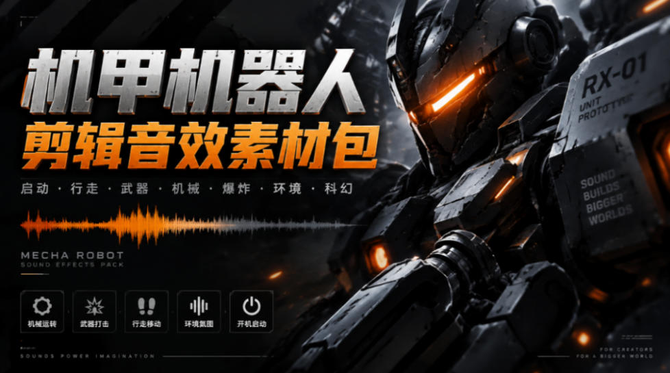 宝藏机甲音效合集！机甲机器人变形能量移动无损音效素材，全部中文汉化处理Boom Library Mechs&Robots Designed-heixxmi