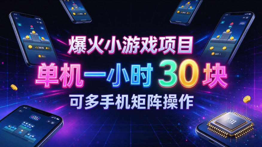 爆火小游戏撸金项目，实测单机一小时30+，可多手机矩阵操作，新手看完一遍就能上手【揭秘】-heixxmi