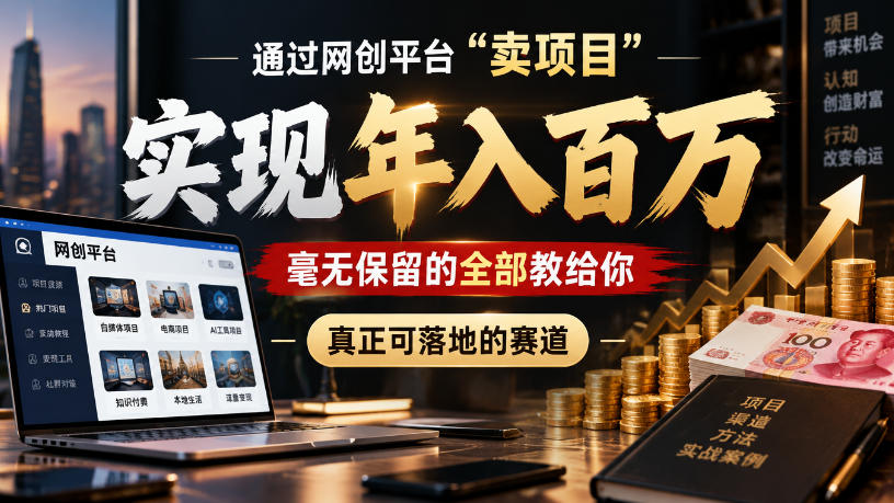 通过网创平台“卖项目”实现年入100w，毫无保留的全部教给你，真正可落地的赛道【揭秘】-heixxmi