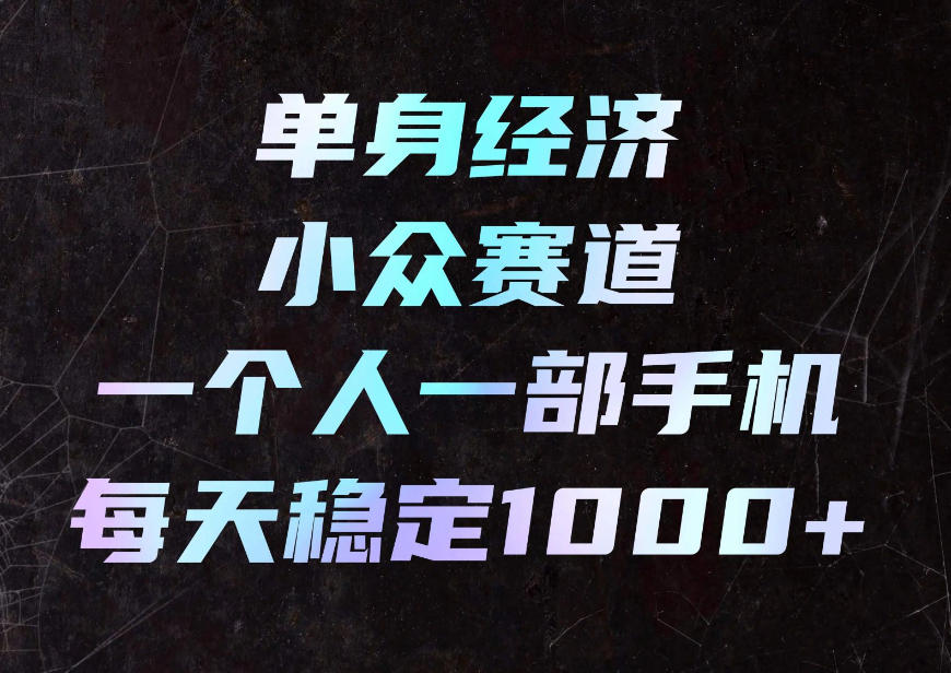 单身经济小众赛道，一个人一部手机，每天稳定1000+，利用下班碎片时间即可【揭秘】-heixxmi