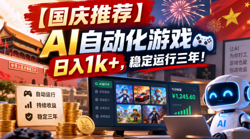 【国庆推荐】AI自动化游戏，日入1k+，操作简单，稳定运行三年！【揭秘】-heixxmi