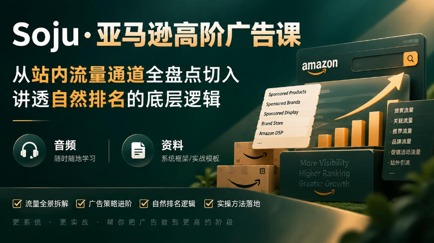亚马逊高阶广告课，从站内流量通道全盘点切入，讲透自然排名的底层逻辑(直播+音频+资料)-heixxmi