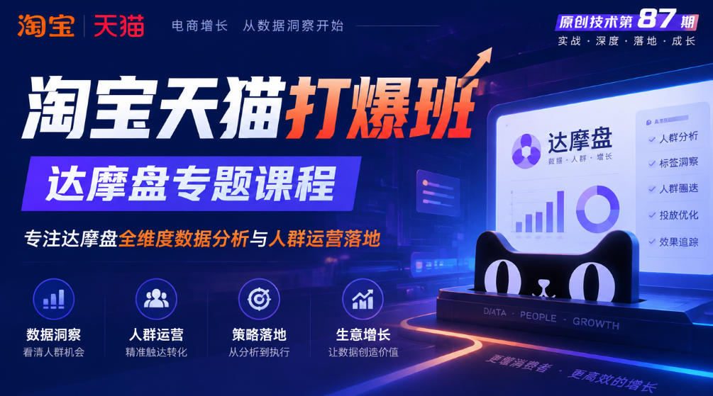 《淘宝天猫打爆班》原创技术第87期，达摩盘专题课程，专注达摩盘全维度数据分析与人群运营落地-heixxmi