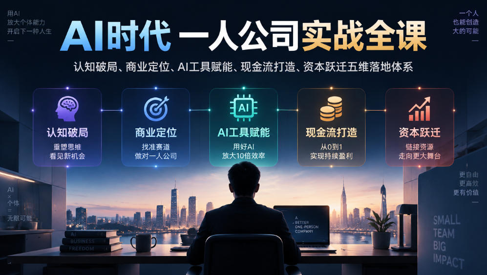 AI时代一人公司实战全课｜认知破局、商业定位、AI工具赋能、现金流打造、资本跃迁五维落地体系-heixxmi