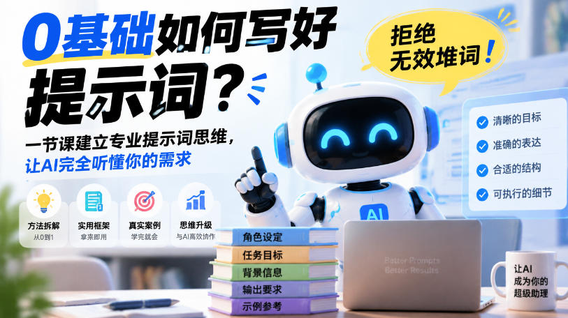 0基础如何写好提示词，拒绝无效堆词！一节课建立专业提示词思维，让AI完全听懂你的需求-heixxmi