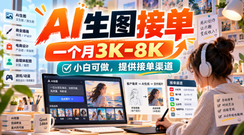 AI生图接单，一个月3K-8K，小白可做，提供接单渠道-heixxmi