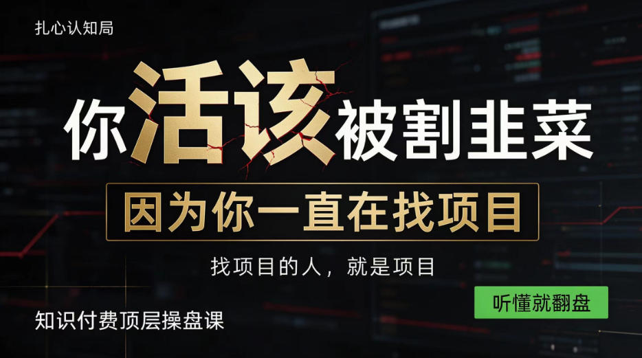 做项目不如卖项目，做知识付费自己当老板，知识付费顶层操盘课，听懂就翻盘【揭秘】-heixxmi