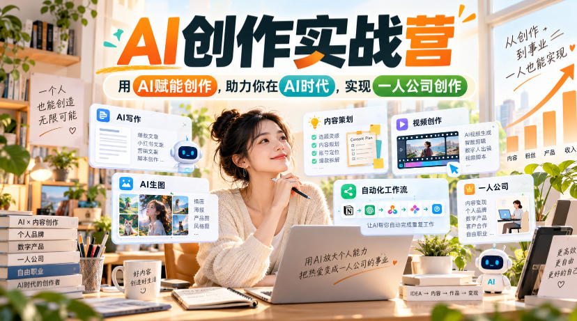 AI创作实战营，用AI赋能创作，助力你在AI时代，实现一人公司创作-heixxmi