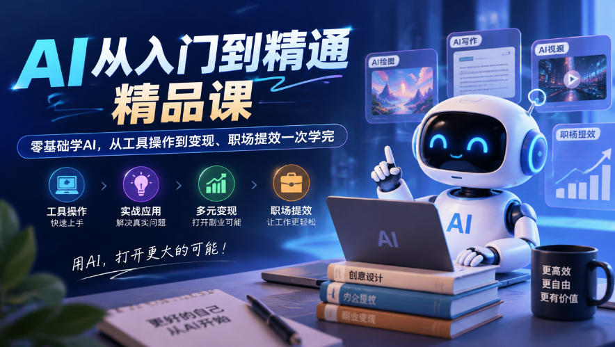 AI从入门到精通精品课，零基础学AI，从工具操作到变现、职场提效一次学完-heixxmi