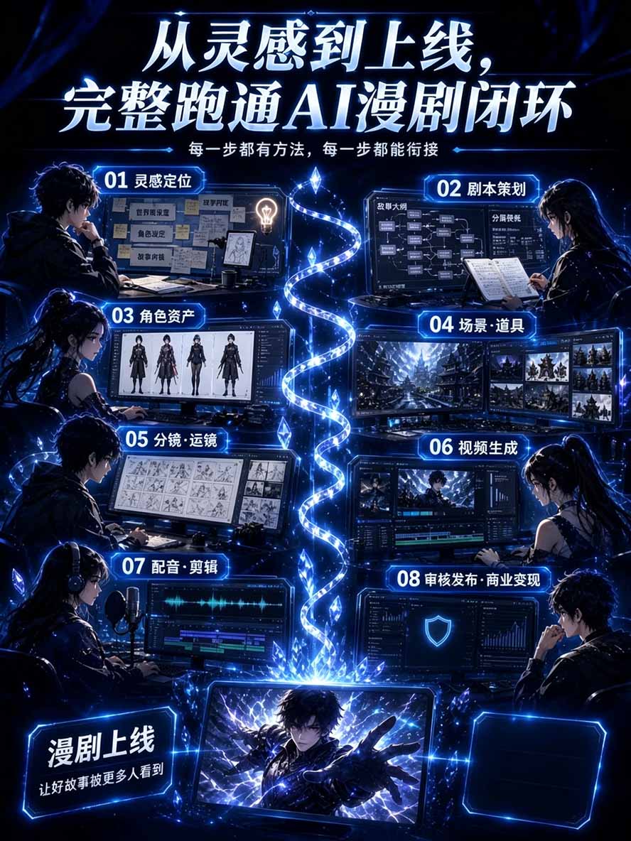 图片[2]-【无水印】2026AI漫剧创作与商业变现掘金营：打通选题→AI编剧→角色场景→自动分镜→视频生成→剪辑发布→运营变现-heixxmi