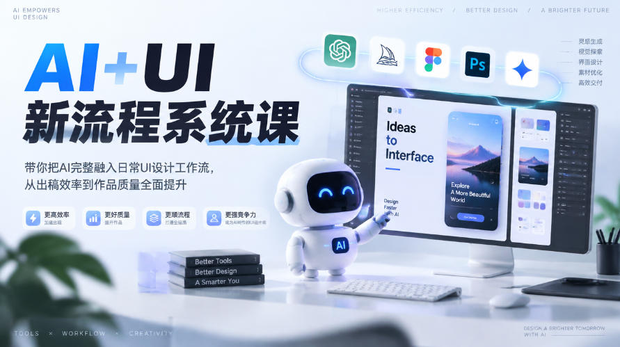 【无水印】AI+UI新流程系统课，带你把AI完整融入日常UI设计工作流，从出稿效率到作品质量全面提升(2026第4期)-heixxmi