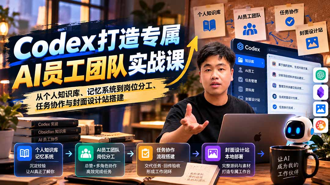 【无水印】Codex打造专属AI员工团队实战课：从个人知识库、记忆系统到岗位分工、任务协作与封面设计站搭建-heixxmi