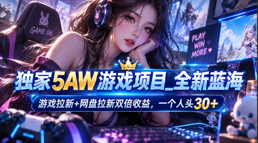 独家5AW游戏蓝海项目_游戏拉新+网盘拉新双倍收益，拉新一个30米-heixxmi