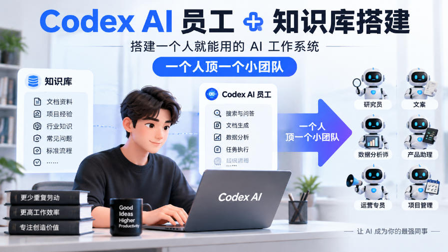Codex AI员工+知识库搭建，搭建一个人就能用的AI工作系统，一个人顶一个小团队-heixxmi