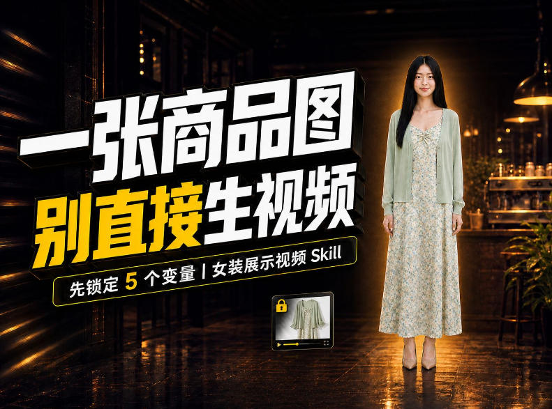 女装AI视频总翻车？问题不在提示词，女装展示视频Skill先锁定5个变量！-heixxmi