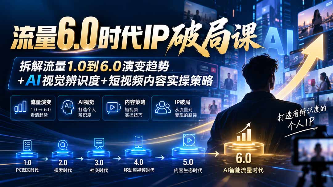 流量6.0时代IP破局课-更新：拆解流量1.0到6.0演变趋势+AI视觉辨识度+短视频内容实操策略-heixxmi