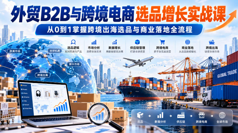 外贸B2B与跨境电商选品增长实战课，从0到1掌握跨境出海选品与商业落地全流程-heixxmi