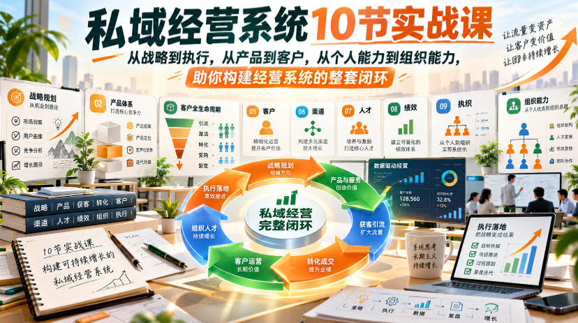 私域经营系统10节实战课，从战略到执行，从产品到客户，从个人能力到组织能力，助你构建经营系统的整套闭环-heixxmi
