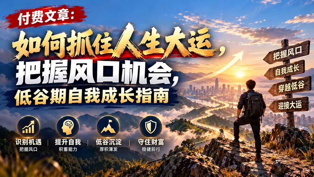 付费文章：如何抓住人生大运，把握风口机会，低谷期自我成长指南-heixxmi