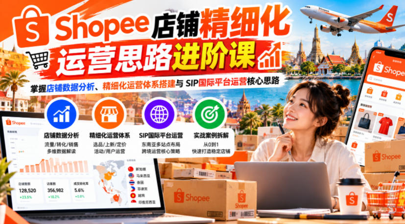 Shopee店铺精细化运营思路进阶课，掌握店铺数据分析、精细化运营体系搭建与SIP国际平台运营核心思路-heixxmi