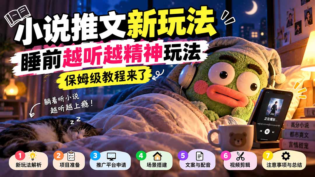 小说推文新玩法，睡前越听越精神玩法，保姆级教程来了-heixxmi