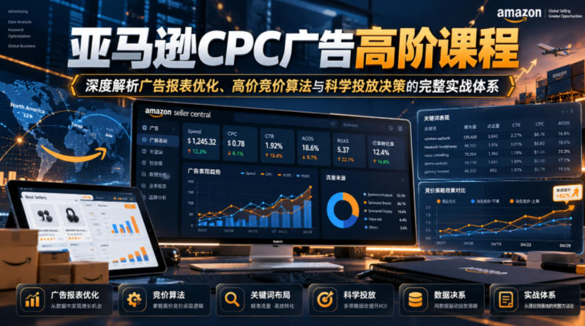 亚马逊CPC广告高阶课程，深度解析广告报表优化、高价竞价算法与科学投放决策的完整实战体系-heixxmi