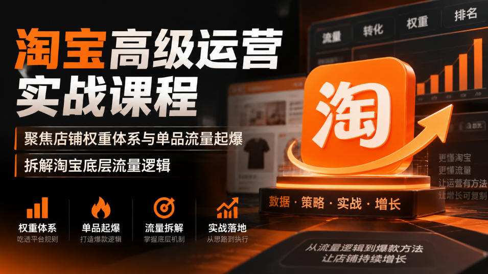 淘宝高级运营实战课程，聚焦店铺权重体系与单品流量起爆，拆解淘宝底层流量逻辑-heixxmi