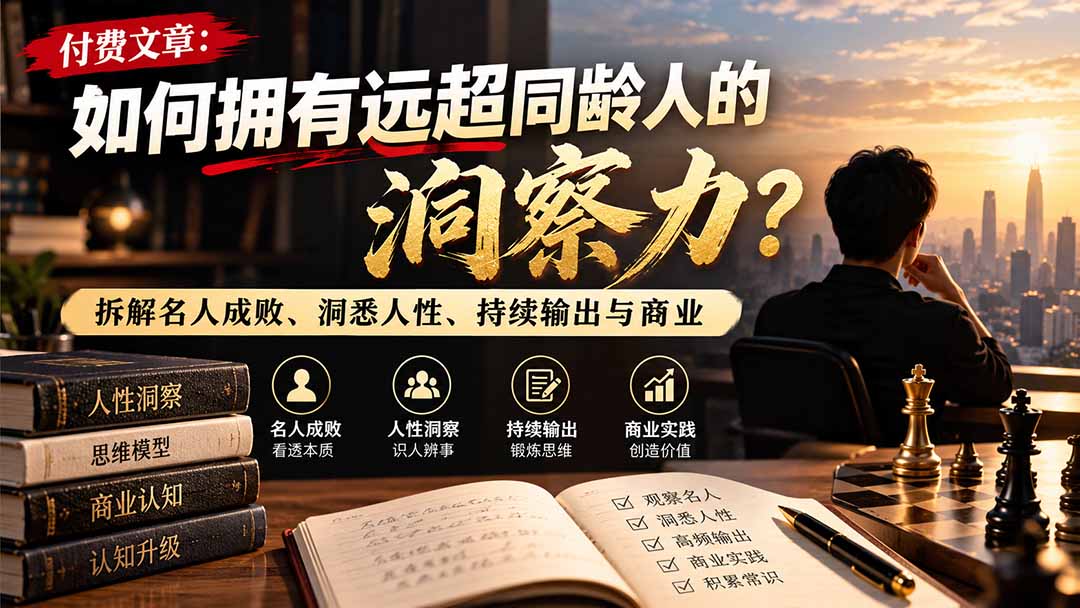 付费文章：如何拥有远超同龄人的洞察力？拆解名人成败、洞悉人性、持续输出与商业实践-heixxmi
