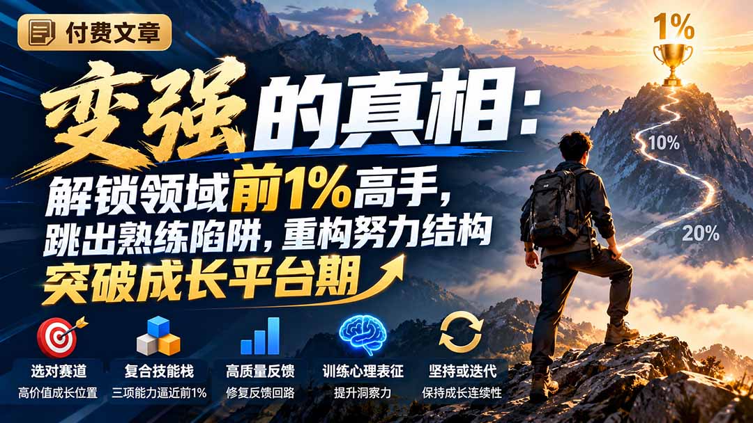 付费文章：变强的真相：解锁领域前1%高手，跳出熟练陷阱，重构努力结构突破成长平台期-heixxmi