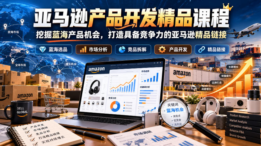 亚马逊产品开发精品课程，挖掘蓝海产品机会，打造具备竞争力的亚马逊精品链接-heixxmi