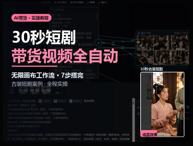 Seedance2.0做短剧带货视频，无限画布工作流·7步搭完古装短剧案例·全程实操-heixxmi
