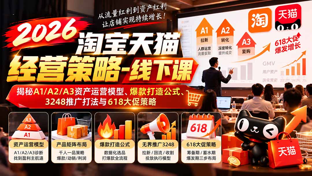2026淘宝天猫经营策略-线下课-更新1019：揭秘A1/A2/A3资产运营模型、爆款打造公式、3248推广打法与618大促策略-heixxmi