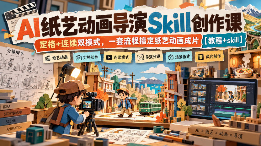 AI纸艺动画导演Skill创作课｜定格+连续双模式，一套流程搞定纸艺动画成片【教程+skill】-heixxmi