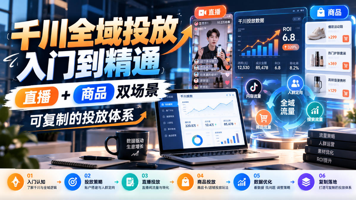 千川全域投放入门到精通，直播+商品双场景，可复制的投放体系-heixxmi