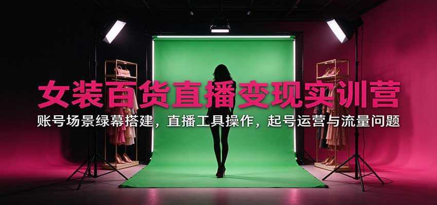女装百货直播变现实训营：账号场景绿幕搭建，直播工具操作，起号运营与流量问题-heixxmi