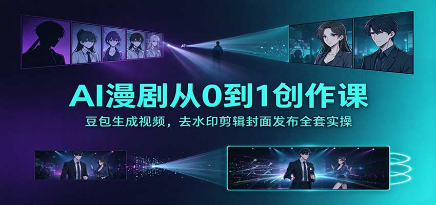 AI漫剧从0到1创作课：豆包生成视频，去水印剪辑封面发布全套实操-heixxmi