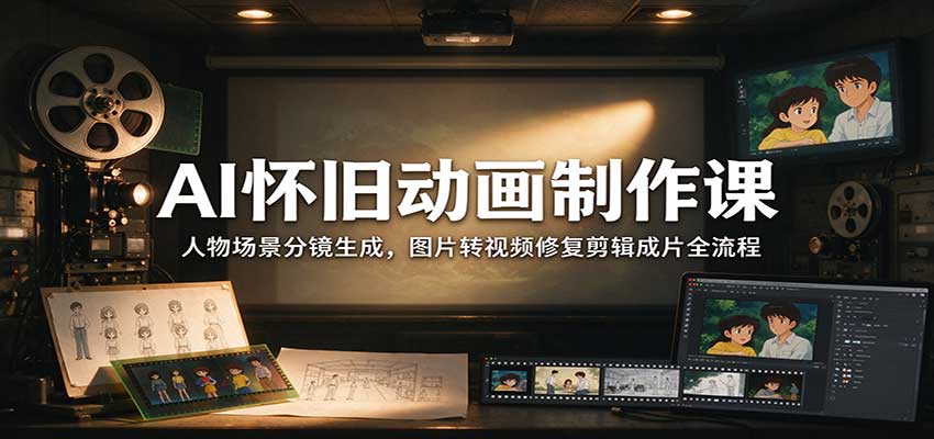 AI怀旧动画制作课：人物场景分镜生成，图片转视频修复剪辑成片全流程-heixxmi
