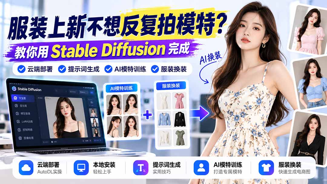 服装上新不想反复拍模特？教你用Stable Diffusion完成云端部署、提示词生成、AI模特训练与换装-heixxmi