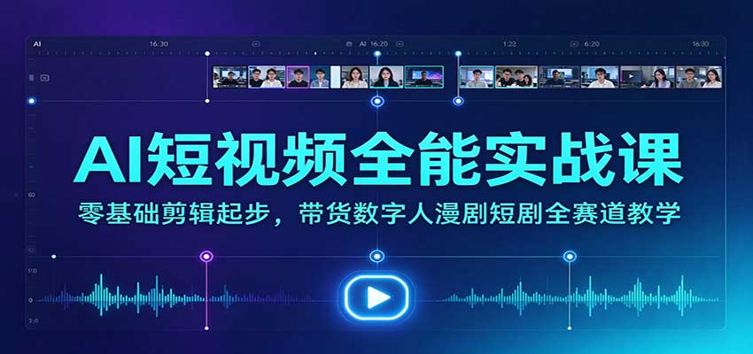 AI短视频全能实战课：零基础剪辑起步，带货数字人漫剧短剧全赛道教学-heixxmi
