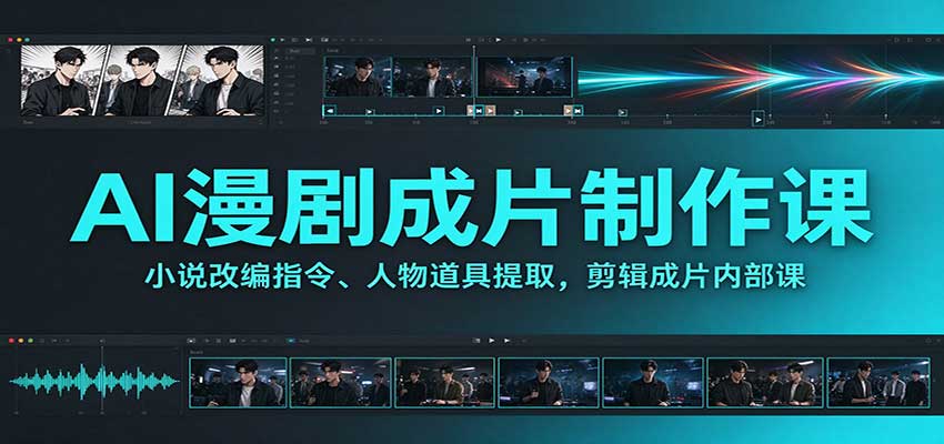 AI漫剧成片制作课：小说改编指令、人物道具提取，剪辑成片全流程-heixxmi