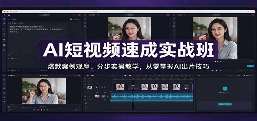 AI短视频速成实战班：爆款案例观摩、分步实操教学，从零掌握AI出片技巧-heixxmi